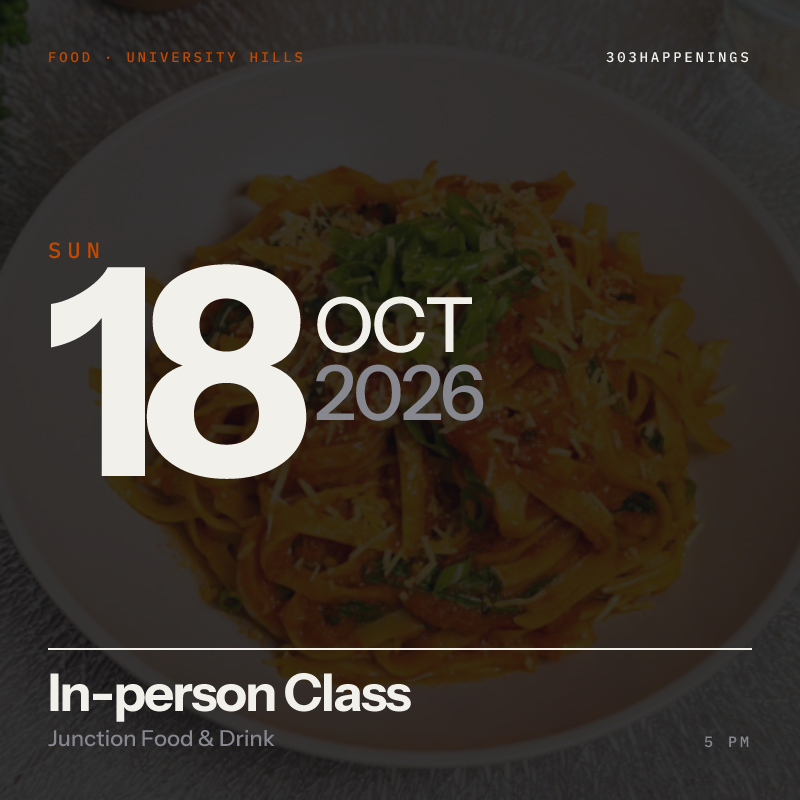 In-person Class: Classic Handmade Pasta with Fresh Marinara Sauce (Denver)