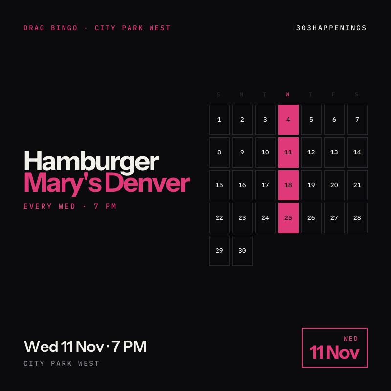 Drag Bingo Wednesday at Hamburger Mary's